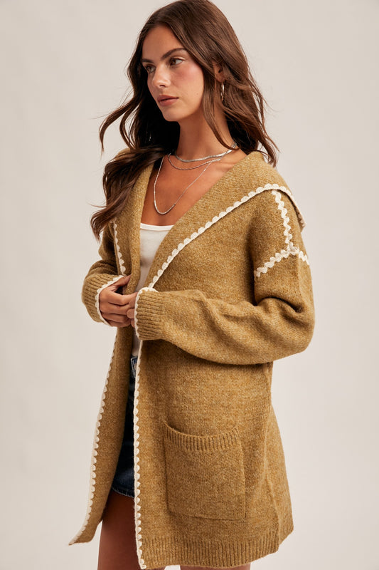 Stitch Detailed Hoodie Cardigan