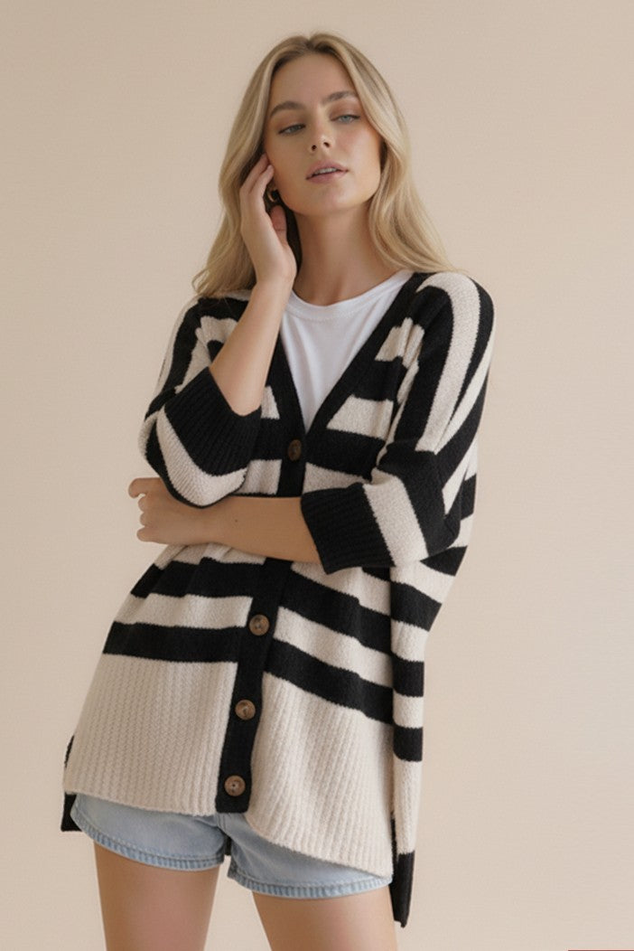 Popcorn Striped Cardigan