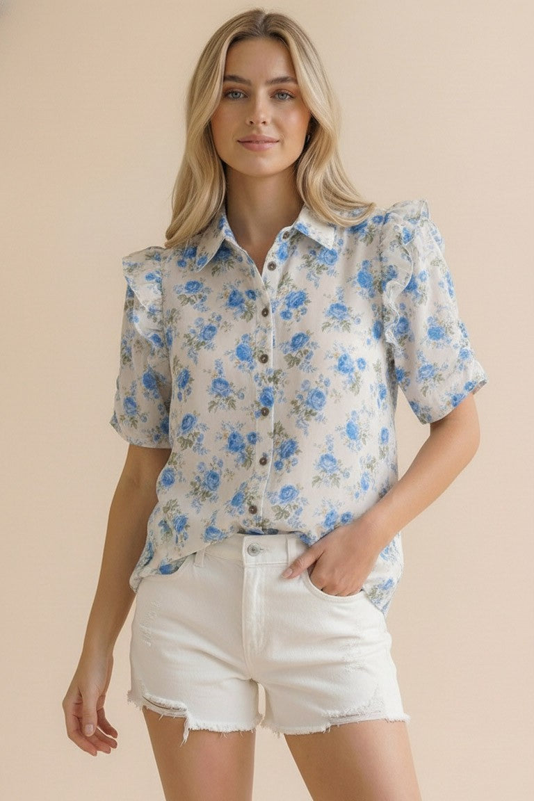 Buttoned Down Floral Blouse