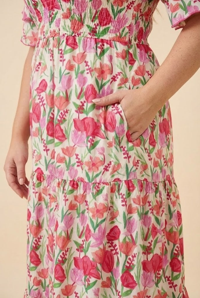 Floral Tulip Sleeve Dress