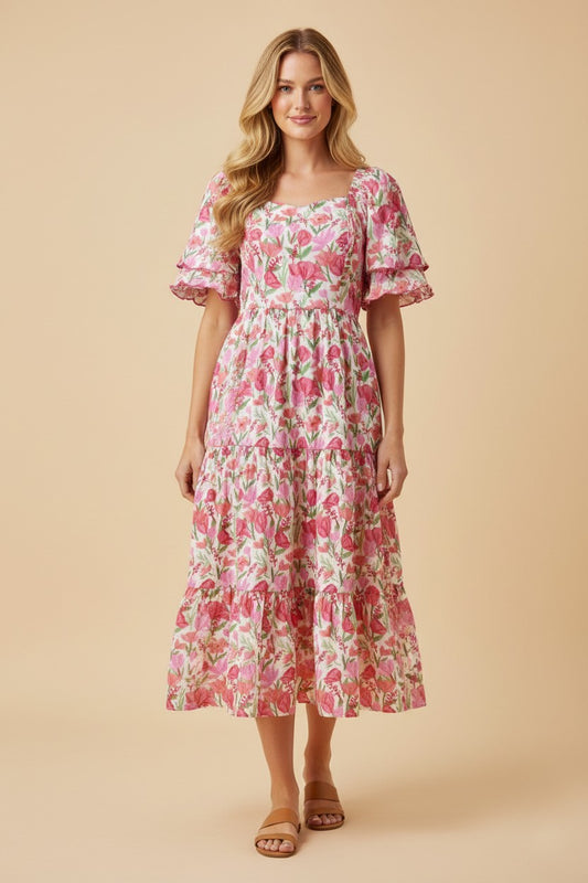 Floral Tulip Sleeve Dress