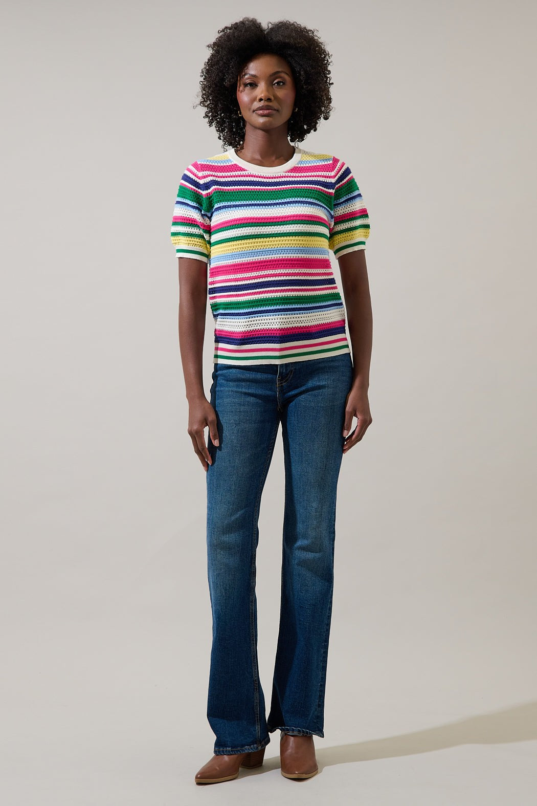 Stripe Crocheted Sweater Top