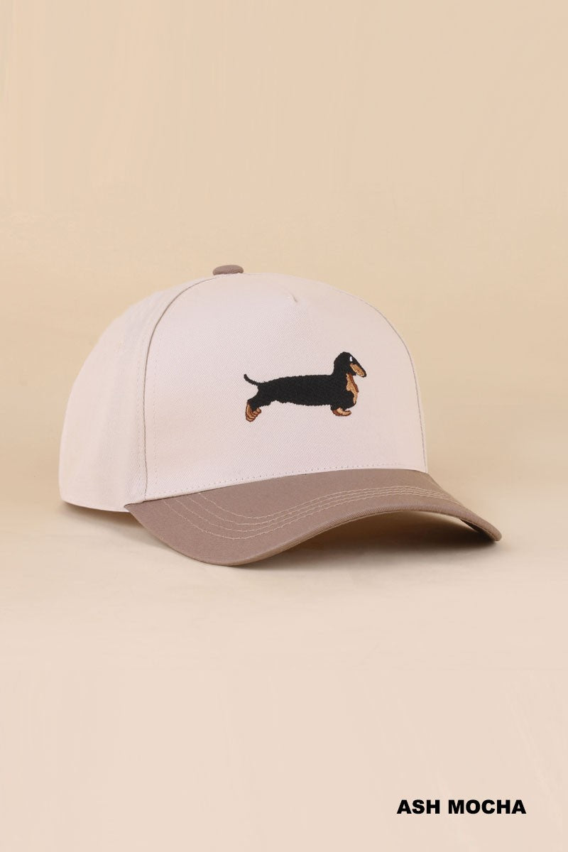 Dachshund Two Tone Cotton Hat| Ash Mocha
