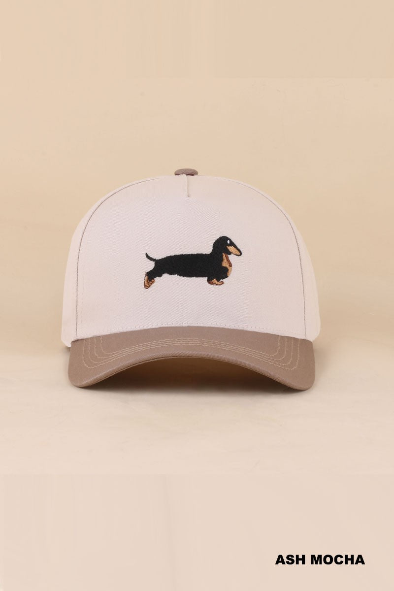 Dachshund Two Tone Cotton Hat| Ash Mocha