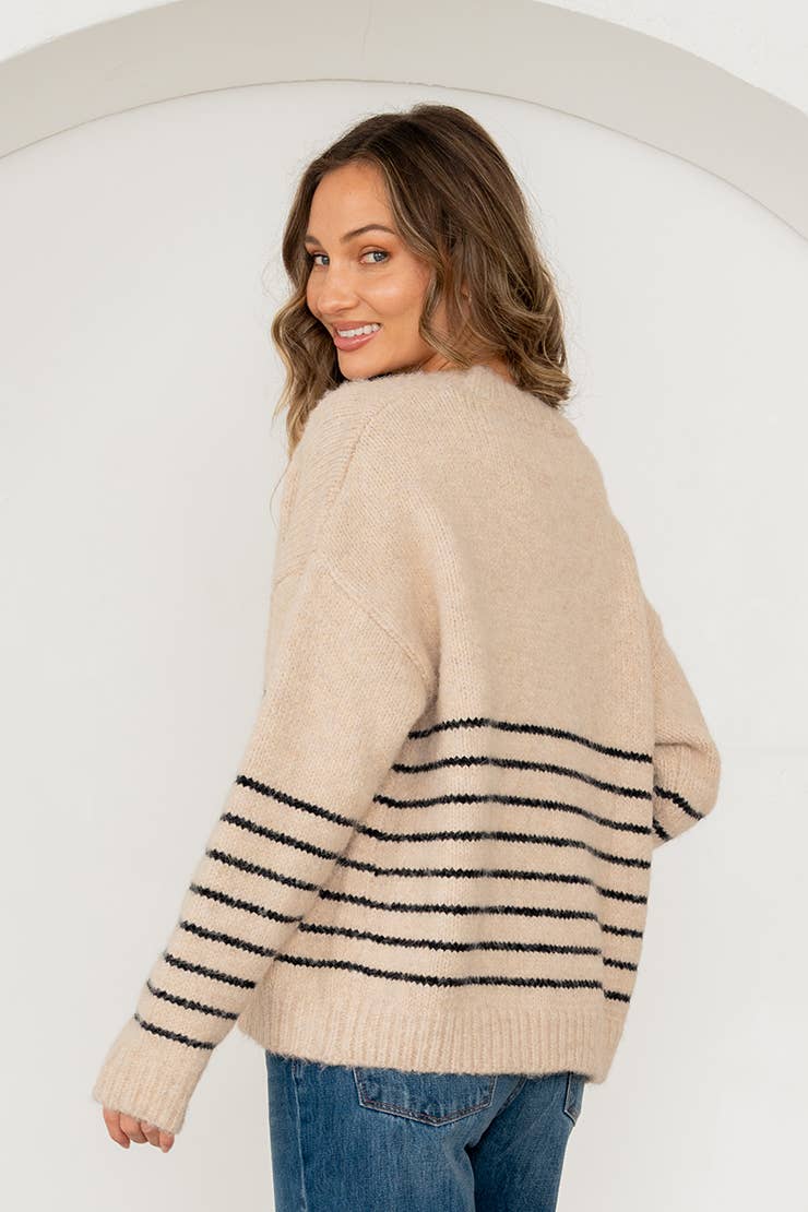 Relaxed Fit Striped Cardigan