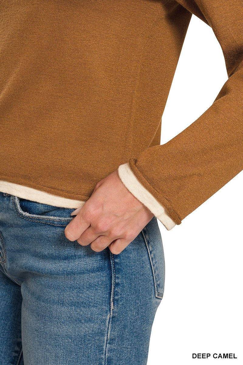 Contrast Two-fer Sweater