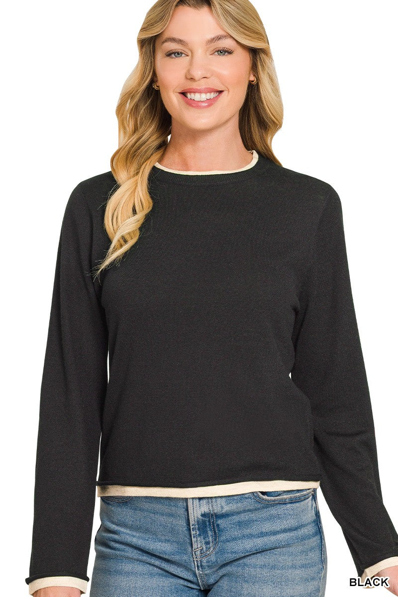 Contrast Two-fer Sweater