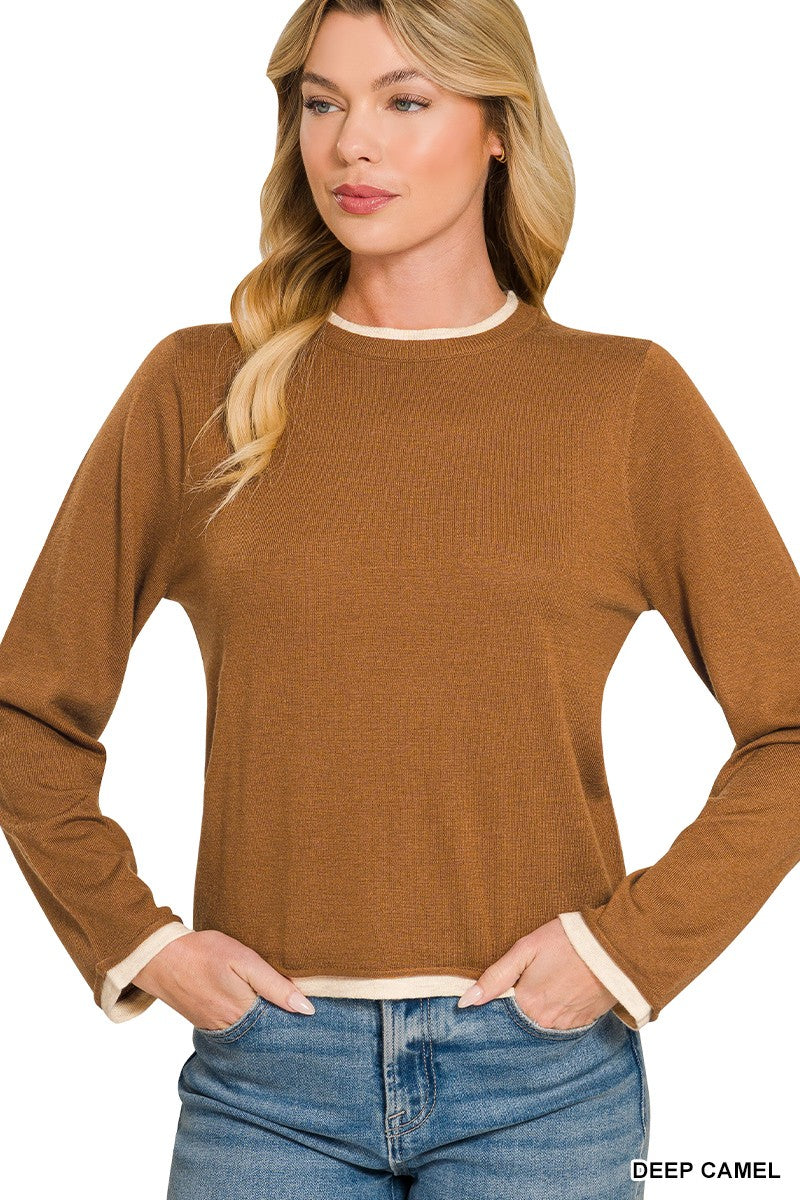 Contrast Two-fer Sweater