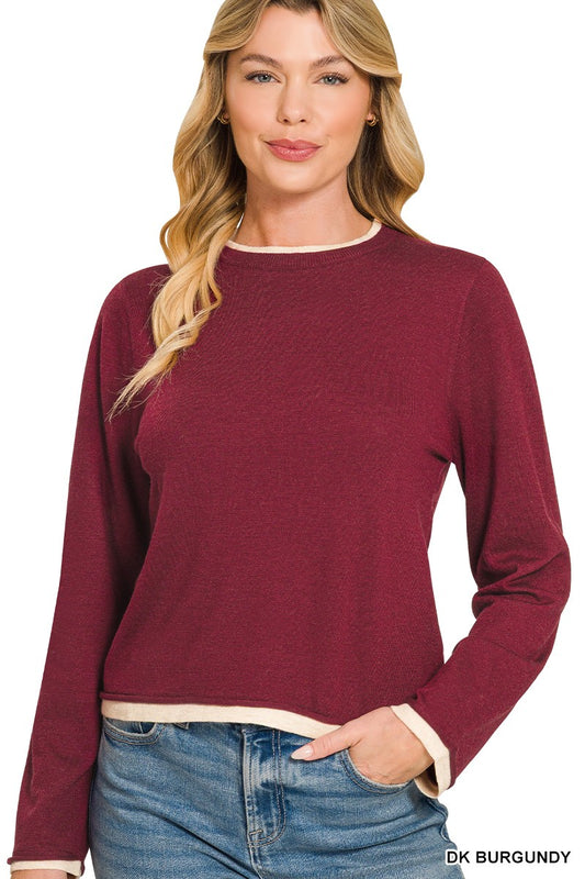 Contrast Two-fer Sweater