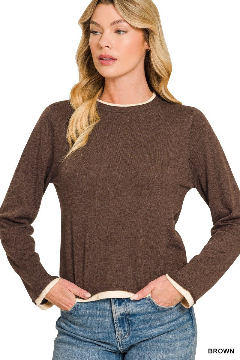 Contrast Two-fer Sweater