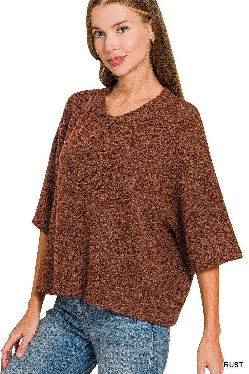 Half Sleeve Cardigan | Rust