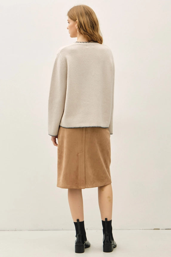 Wool Blend Boxy Cardigan