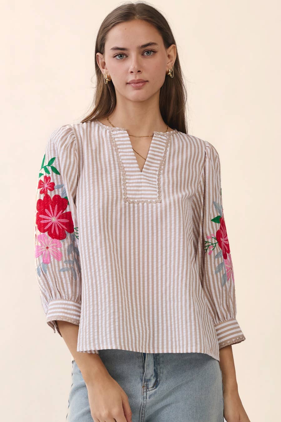 Stripe Blouse | Taupe