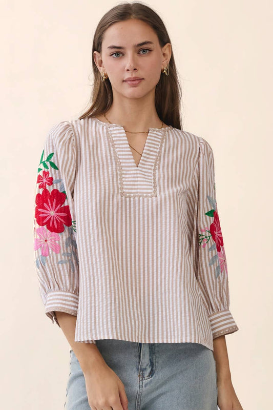 Stripe Blouse | Taupe