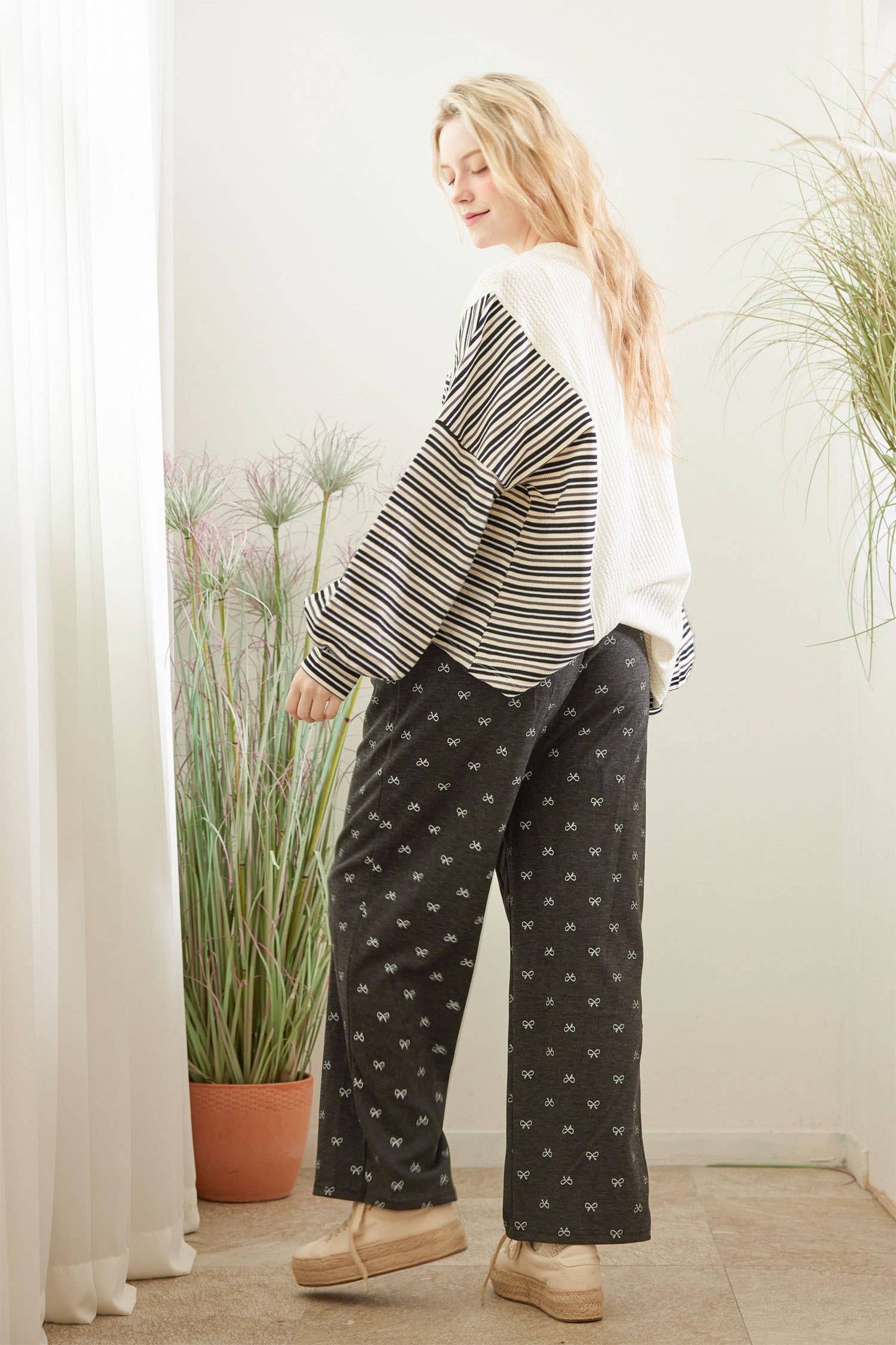 Ribbon Print Pants