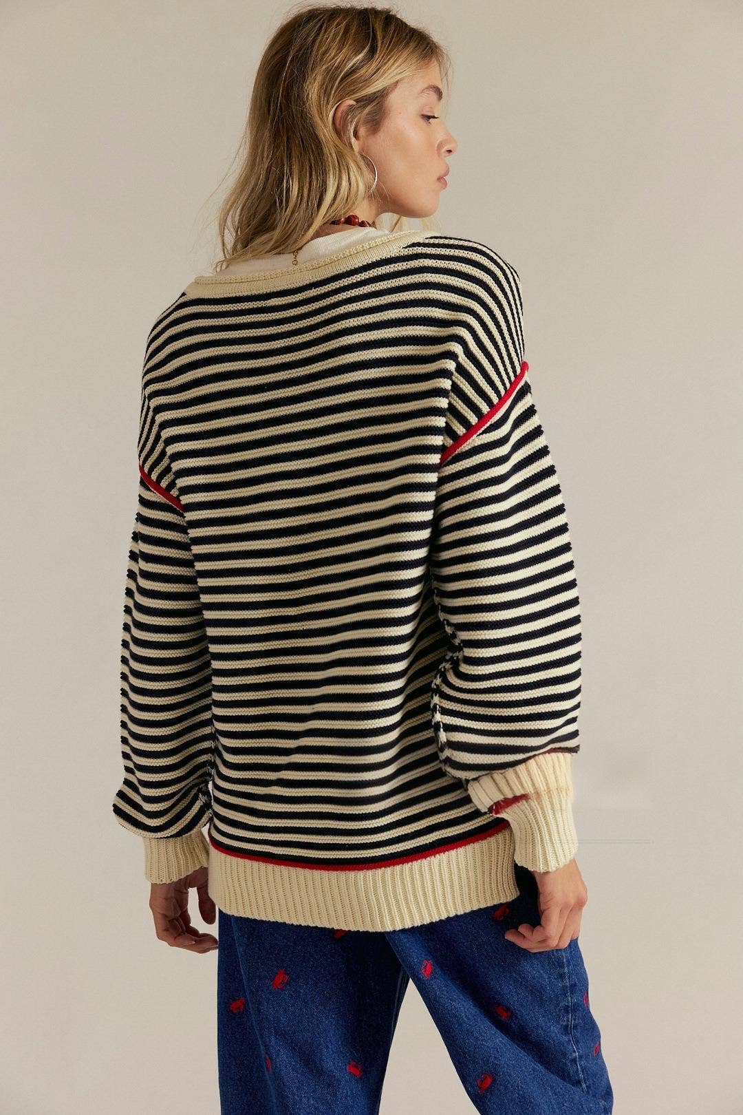 Striped Crewneck Knit Pullover