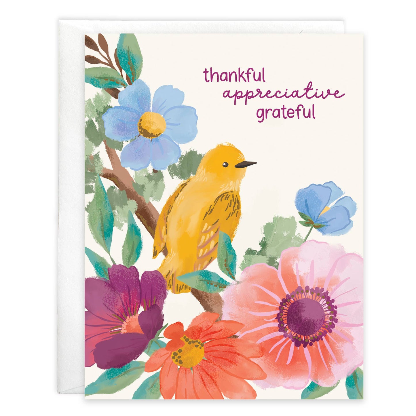 Thank You Greeting Card - Bird/Flower Branch