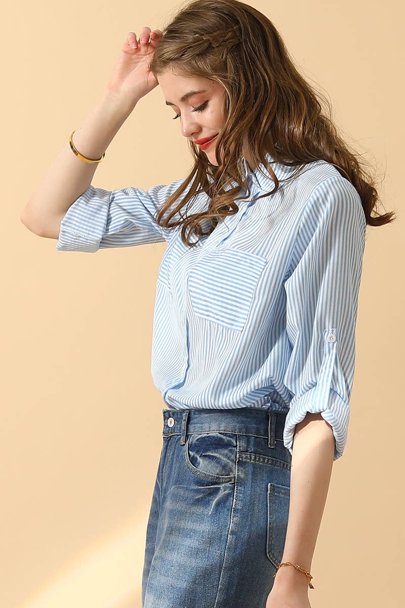 Striped Button Down Blouse
