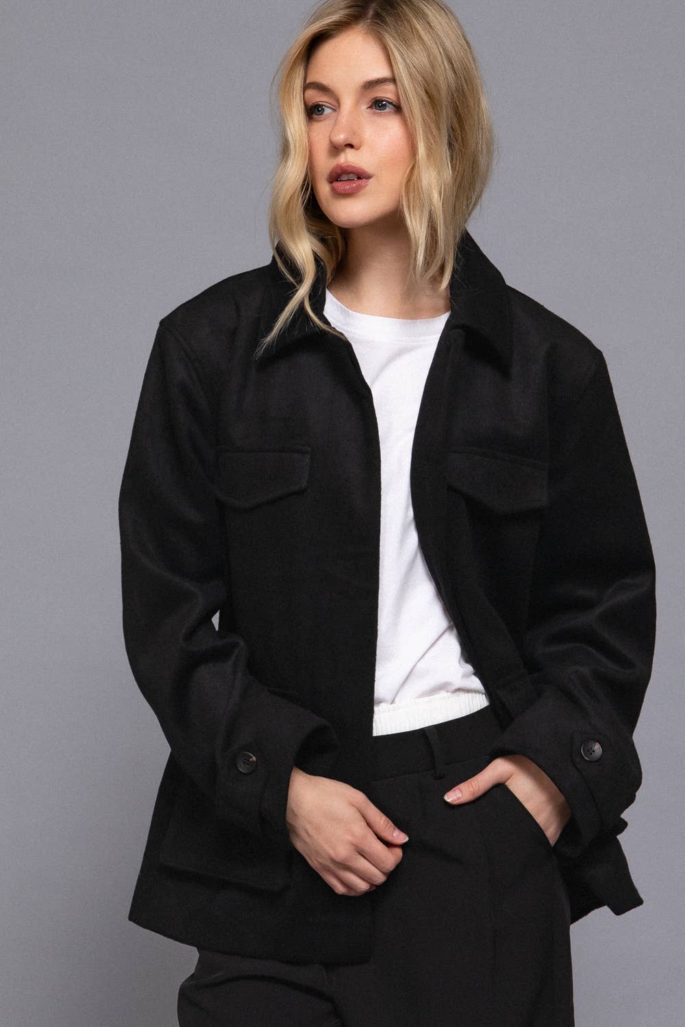 Felt Shacket | Black