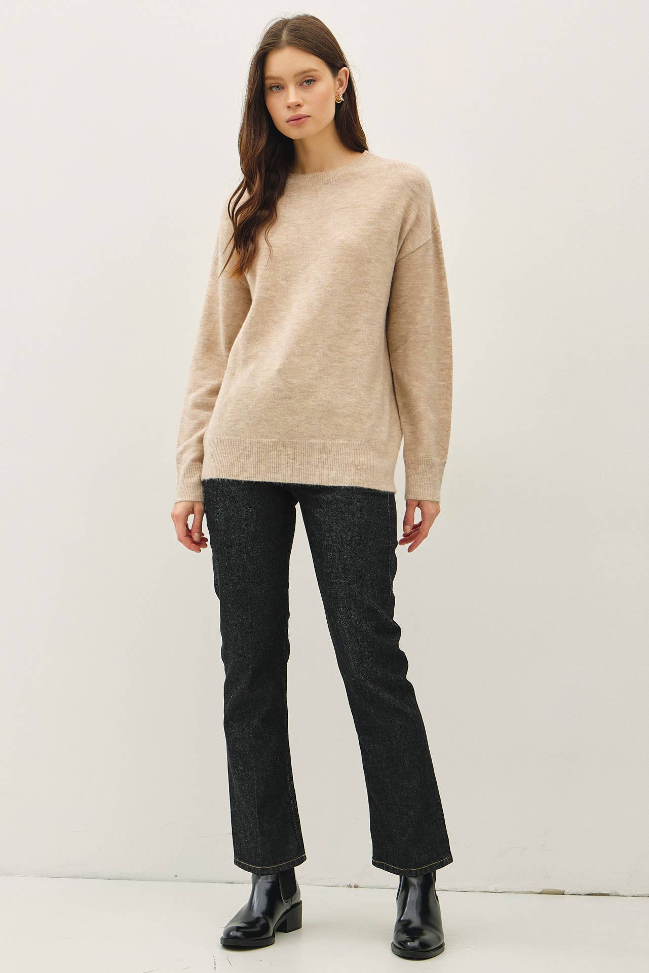 Wool Blend Crewneck Classic Sweater