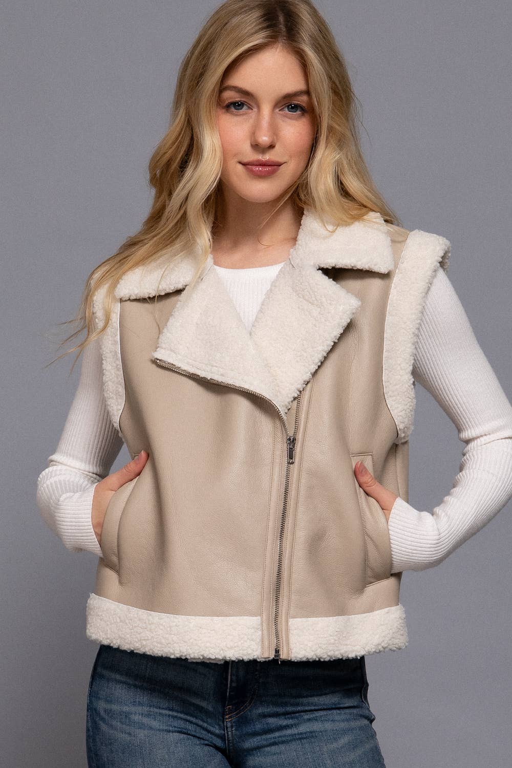 Sherpa Lined Vest | Sand Taupe