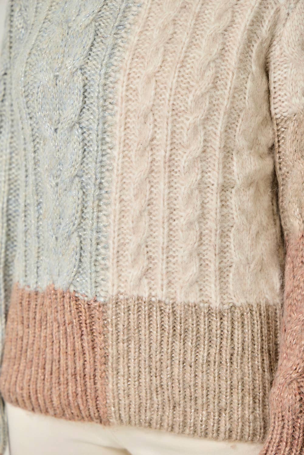 Color Blocked Cable Sweater