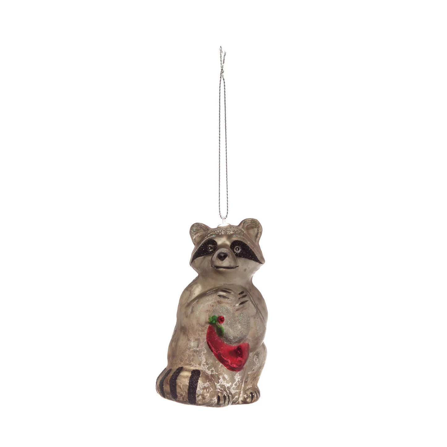 Mercury Glass Raccoon Ornament
