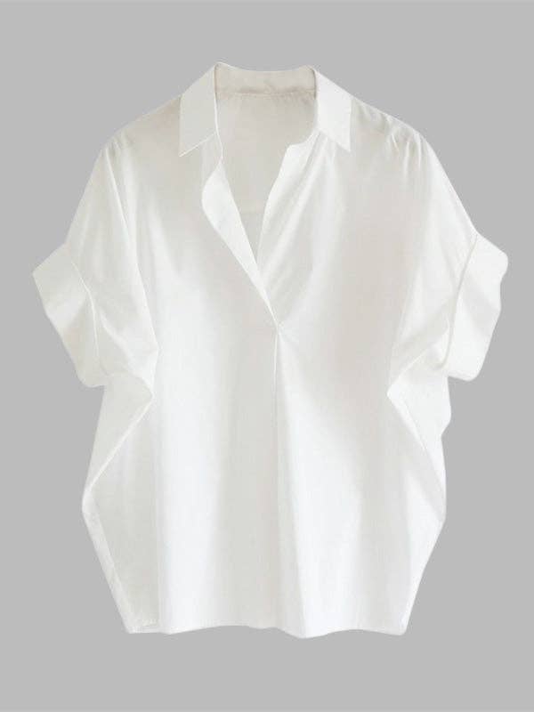 Lapel Collar Pullover Blouse