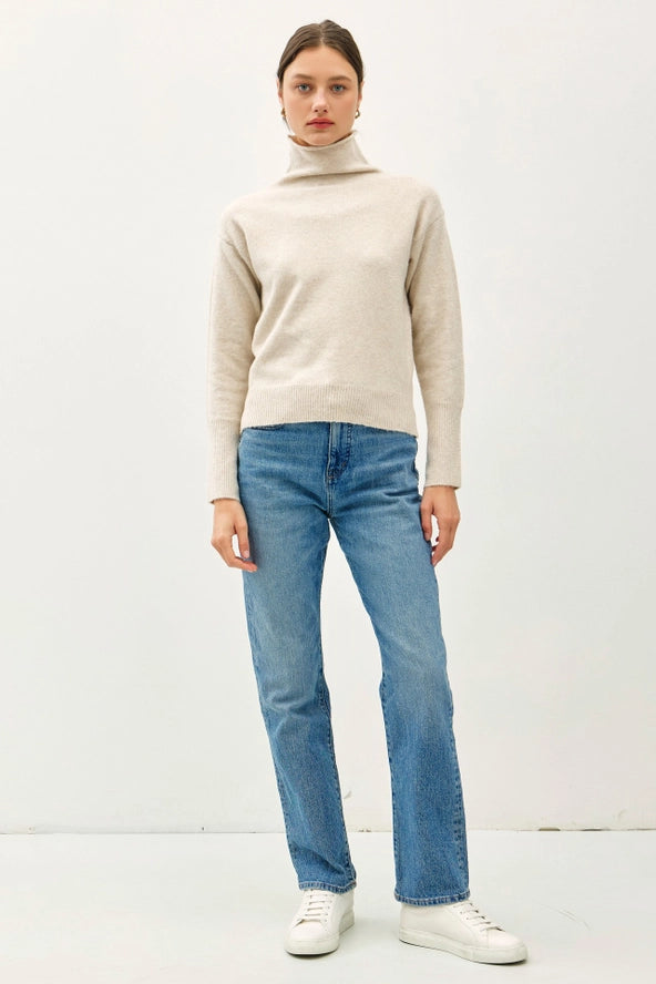 Raw Edge High Turtleneck Sweater