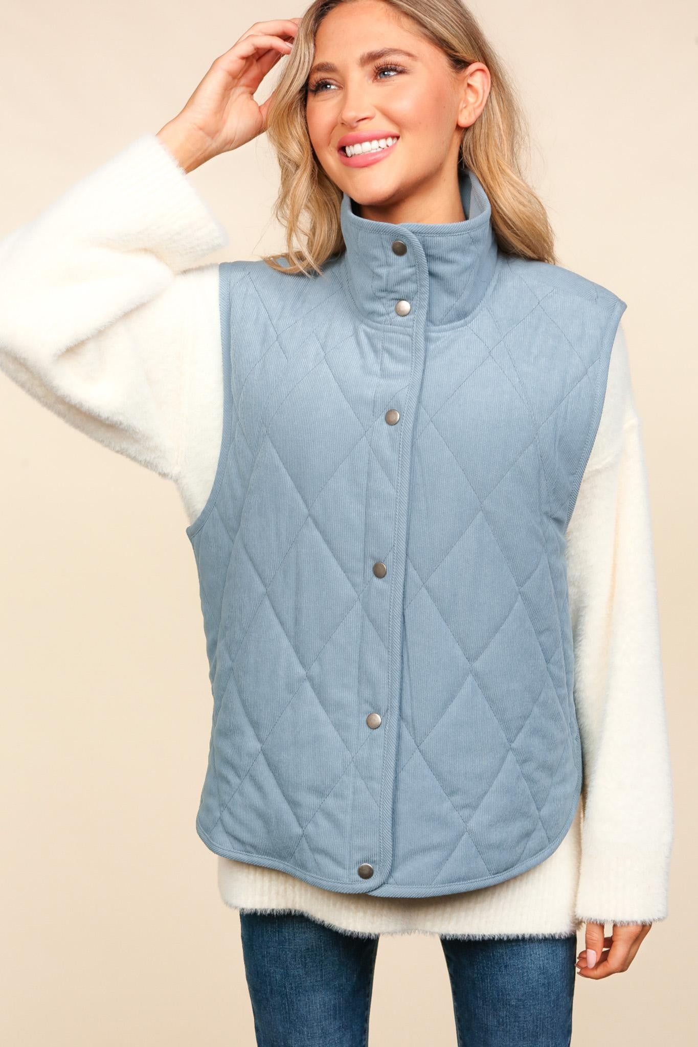 Corduroy Quilted Puffer Vest