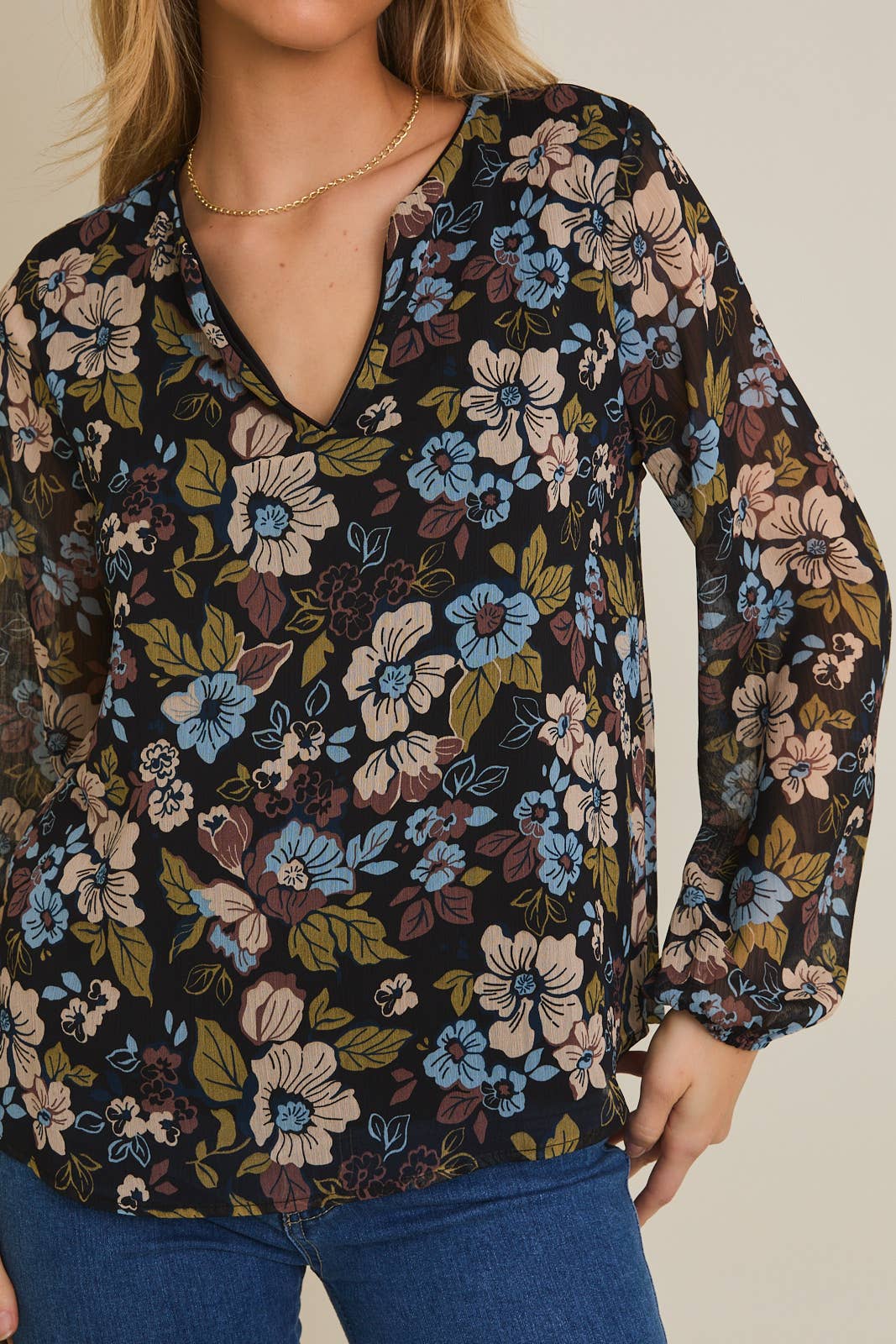 Black Floral Blouse
