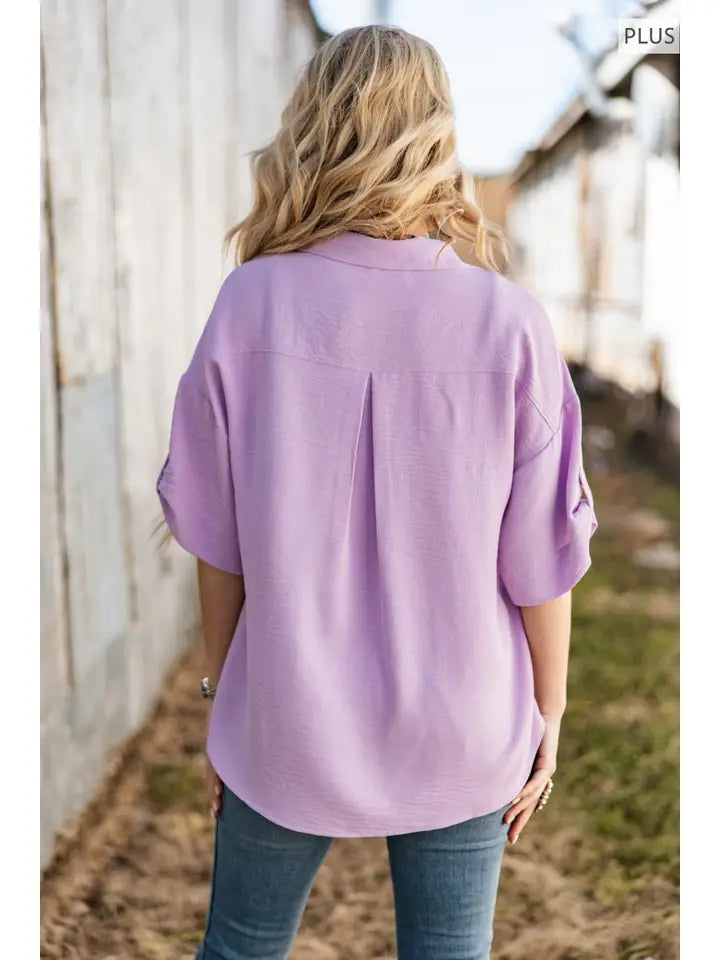 Half Sleeve Collared Button Down