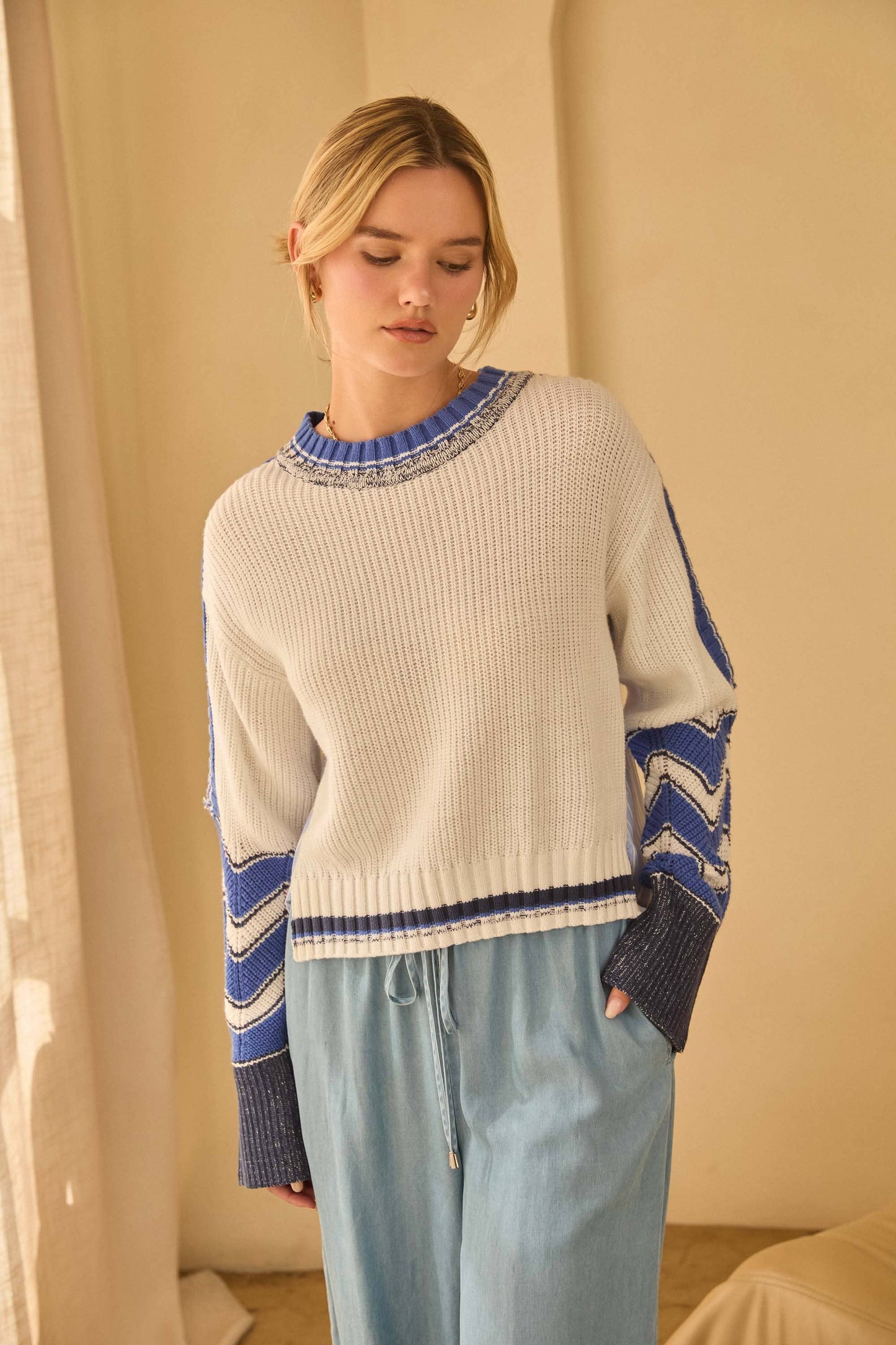 Relaxed Contrast Knit Sweater