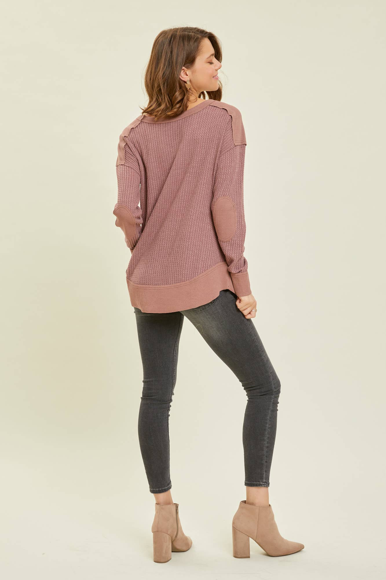 Thermal Layering V-Neck Top | Plum