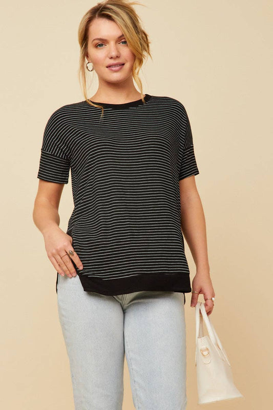 Striped Banded Dolman Top