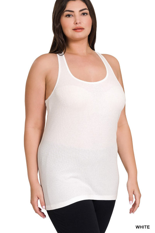 PLUS EXCLUSIVE Racer Back Cotton Rib Tank