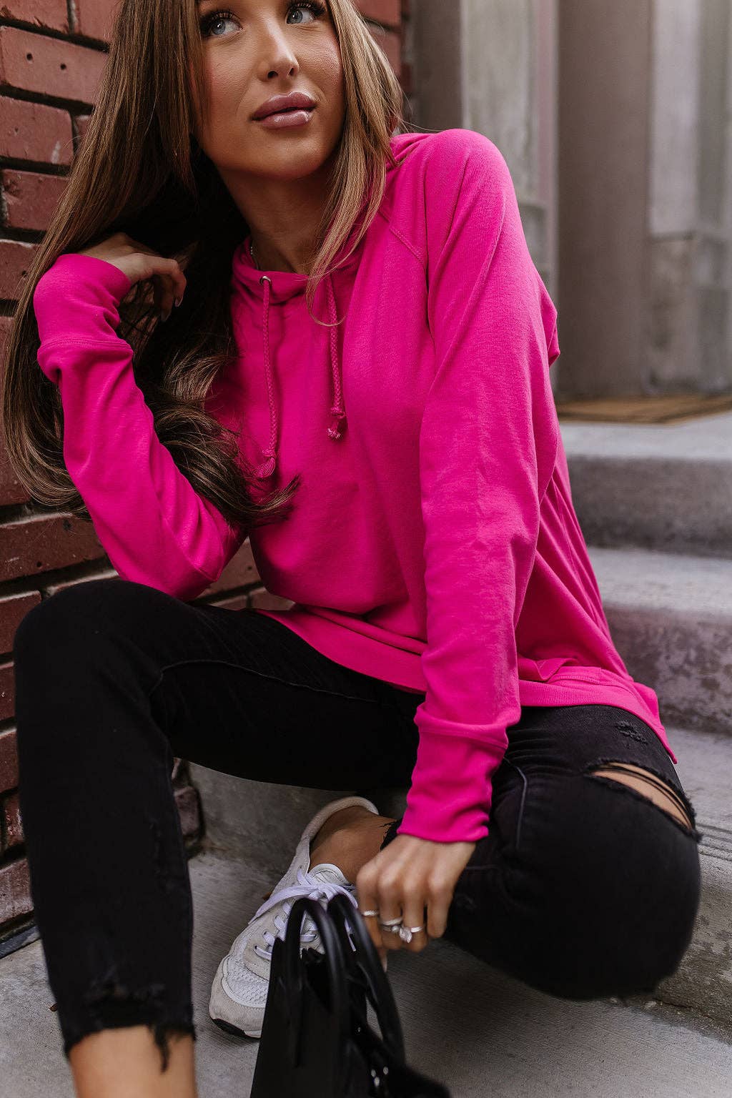 Sideslit Hoodie | Hot Pink