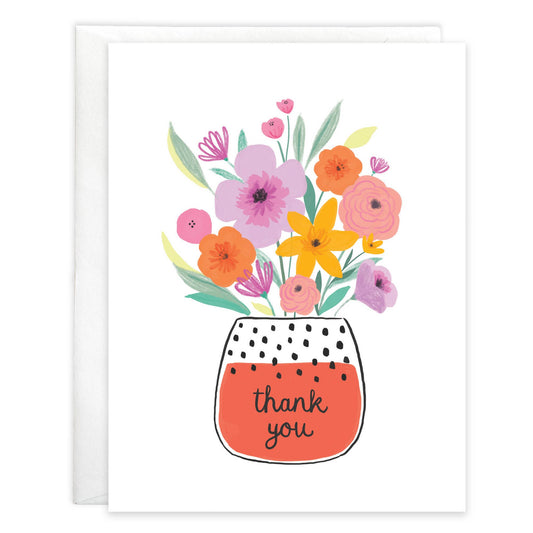 Thank You Greeting Card - Dotty Flower Vase