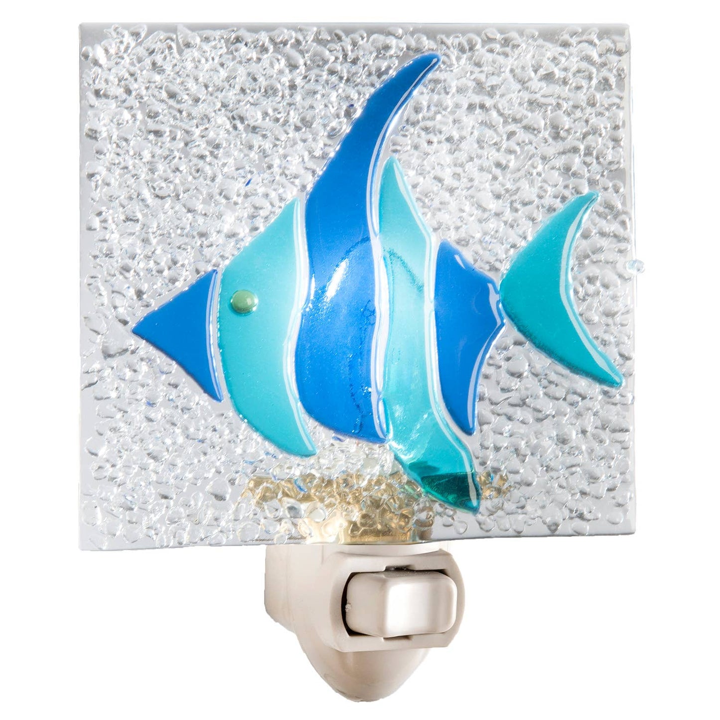 Tropical Blue Fish Fused Glass Night Light