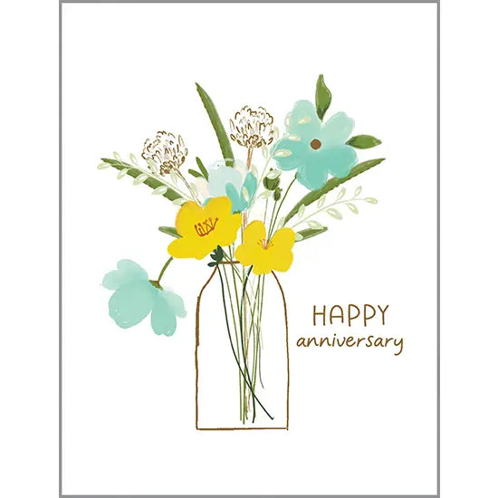 Anniversary Card | Yellow Flower Vase