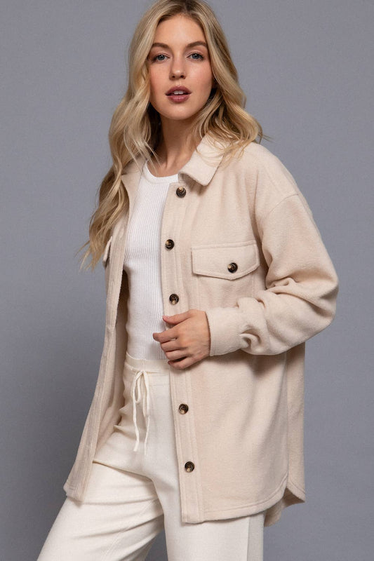 Cream Fleece Shacket