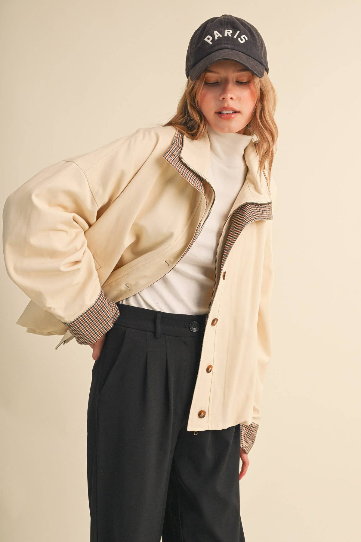 Bubble Hem Houndstooth Coat