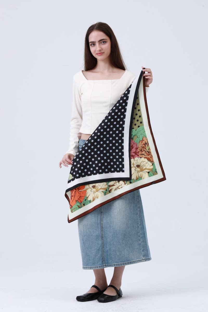 Polka Dot & Floral Reversible Scarf