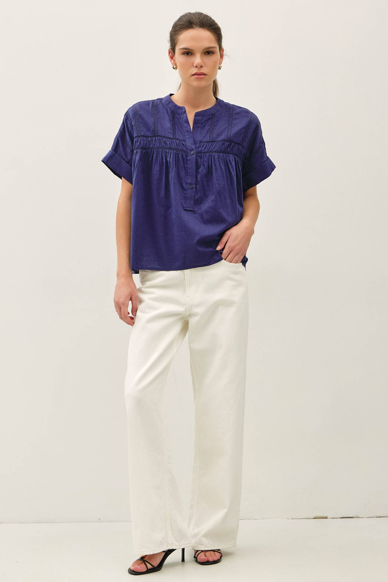 Eyelet Laced Dolman Sleeve