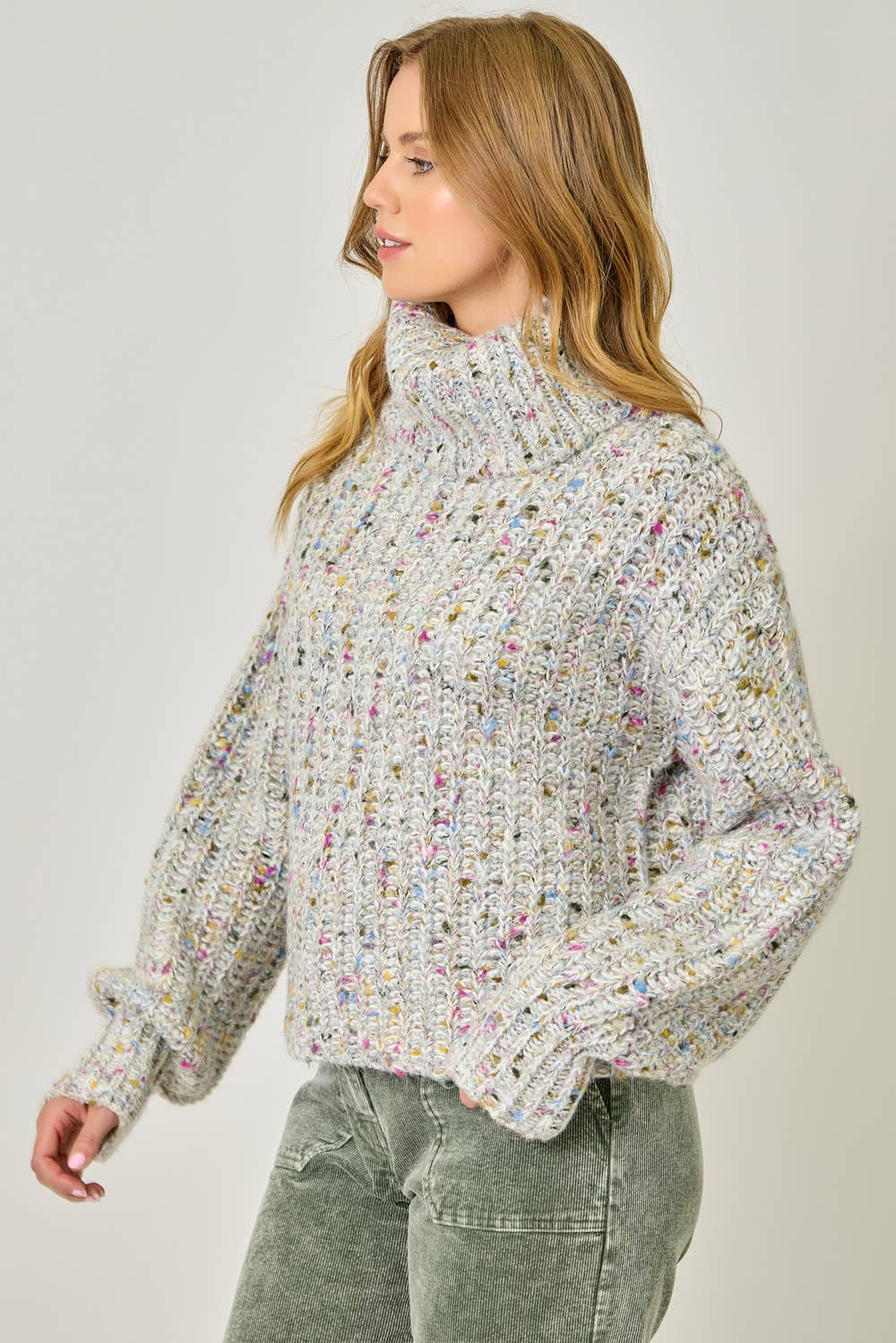 Turtleneck Mixed Yarn Sweater