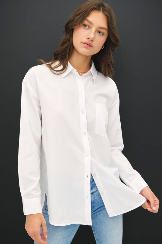 Oversized Button Down Shirt | White