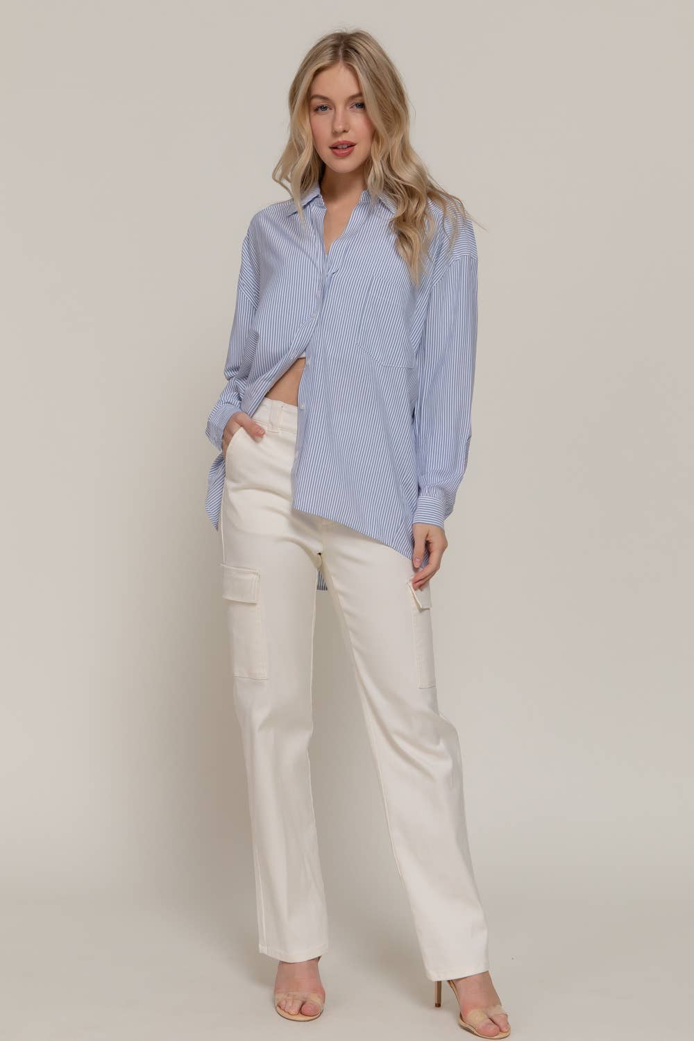 Dolman Sleeve Oversized Stripe Shirt