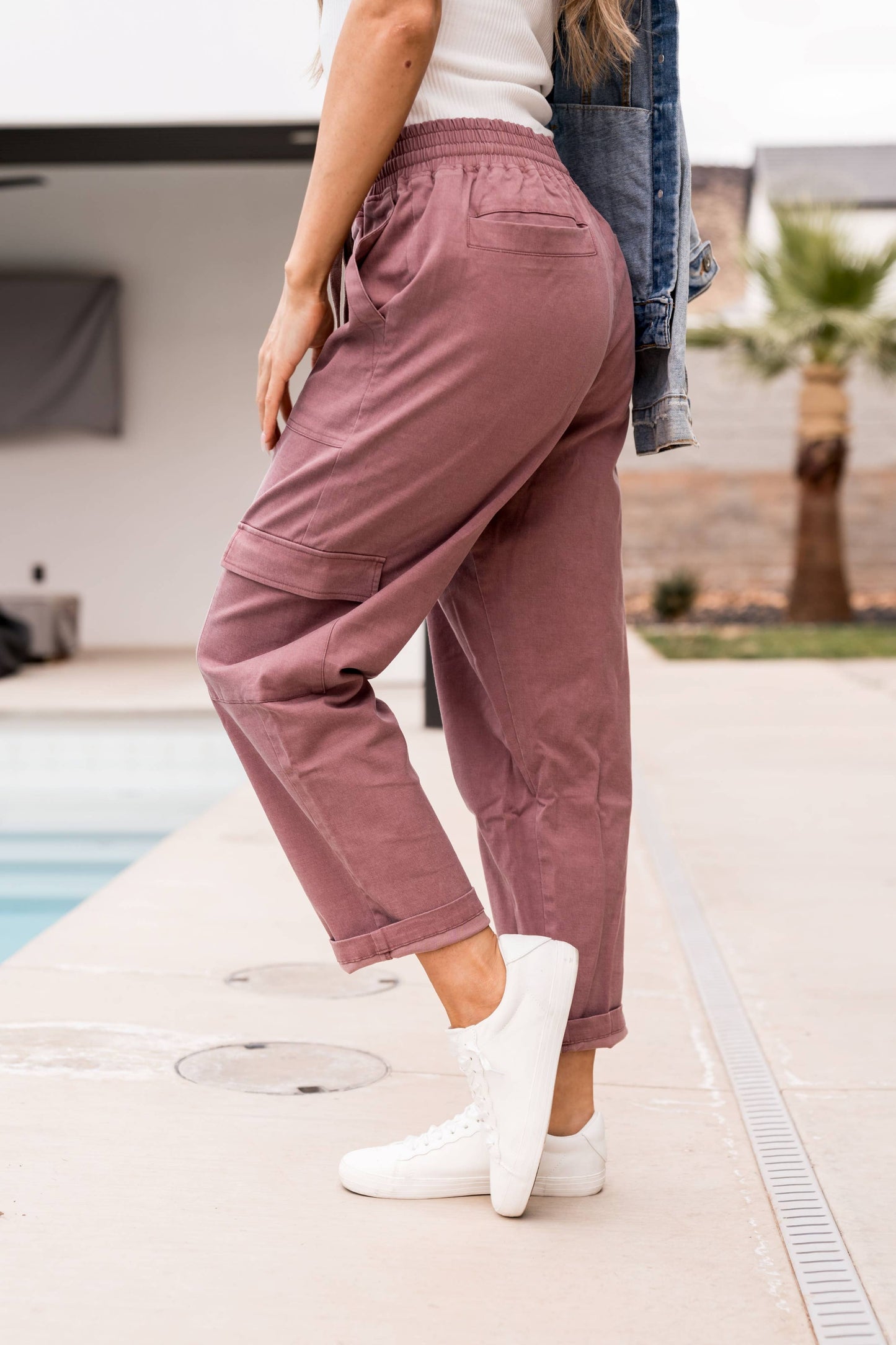 Cargo Crop Pants | Mauve