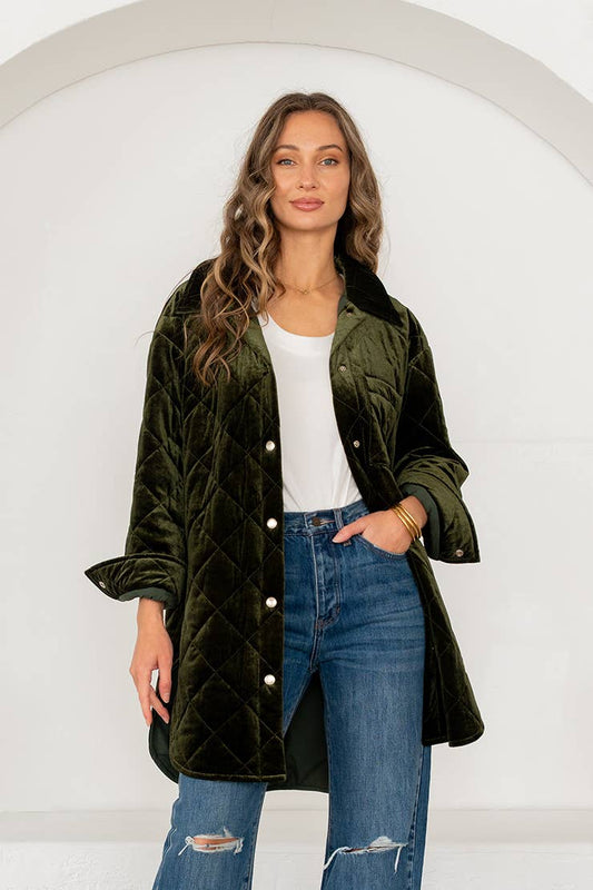 Oversized Velvet Quilted Jacket