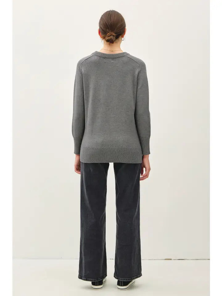 Raglan Sleeve Oversized Sweater | Charcoal